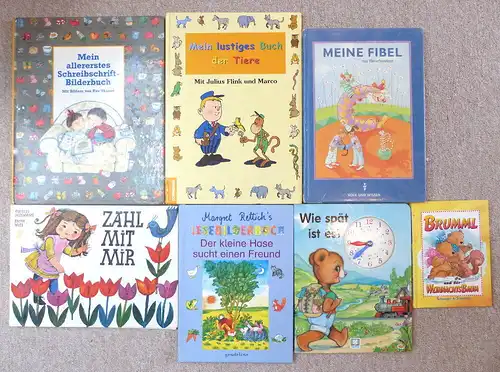 7 alte Kinderbücher: z.B. Mein allererstes Schreibschriftbilderbuch etc. e1076