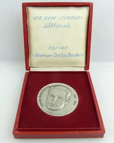 Medaille: Werner Seelenbinder 1904 - 1944 VEB BKW Jugend Lübbenau FDJ - GO e1414