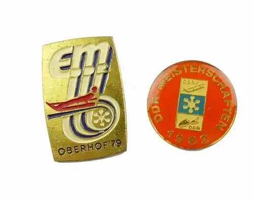 #e6979 2 alte DDR Abzeichen Meisterschaften 1982 DSBV + EM Oberhof 1979