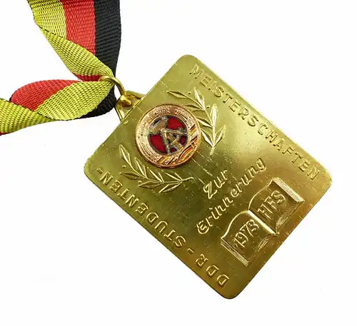 #e5946 Medaille DDR Studenten-Meisterschaften 1973 HFS Zur Erinnerung goldfarben