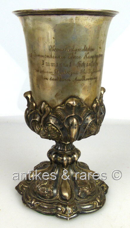 Pokal 13 Lot (Ag) Silber verliehen an Kommandanten Immanuel Schaufuss 1867 gewid 0