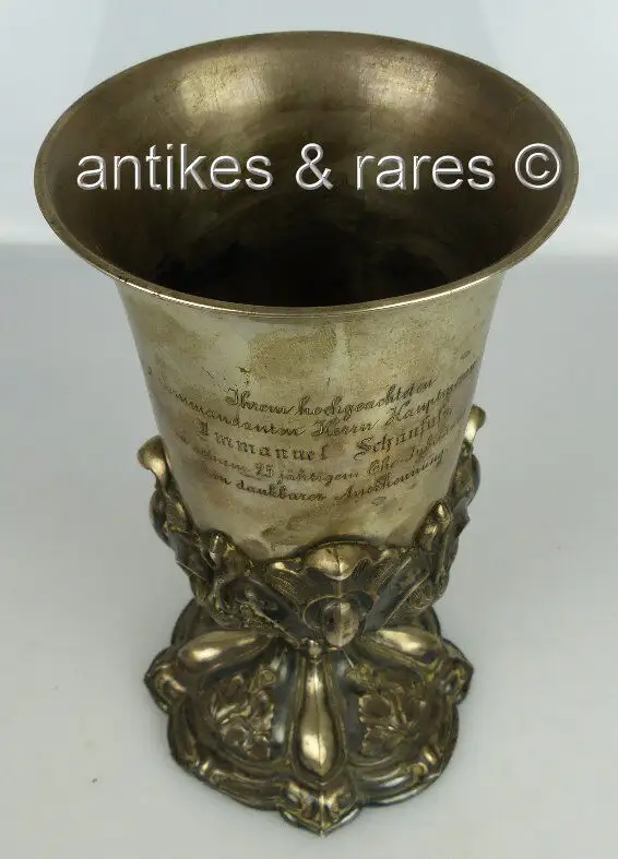 Pokal 13 Lot (Ag) Silber verliehen an Kommandanten Immanuel Schaufuss 1867 gewid 1
