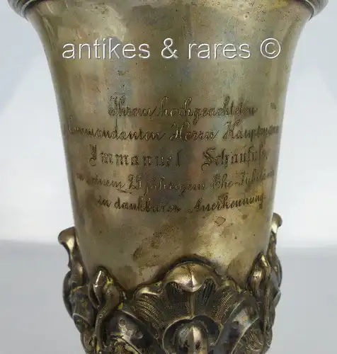 Pokal 13 Lot (Ag) Silber verliehen an Kommandanten Immanuel Schaufuss 1867 gewid