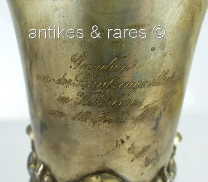 Pokal 13 Lot (Ag) Silber verliehen an Kommandanten Immanuel Schaufuss 1867 gewid 4