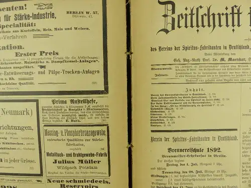 Buch: Zeitschrift für Spiritusindustrie von 1892 - Offizielles Organ e1383