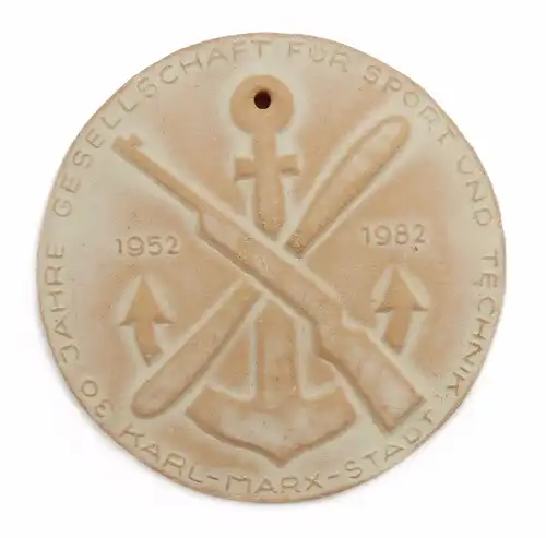 #e6292 Keramik Medaille: 30 Jahre GST 1952-1982 Karl-Marx-Stadt