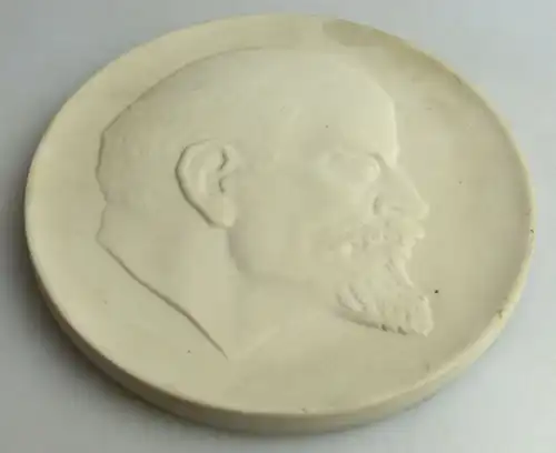 Große weiße Meissen Medaille: W. I. Lenin, un051