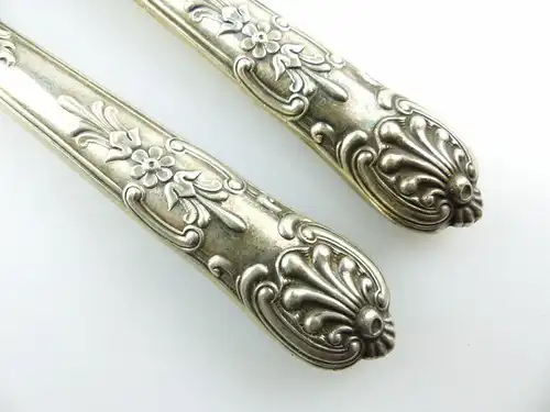 #e5046 2 alte Gründerzeit Messer mit Griffen aus 800er Silber