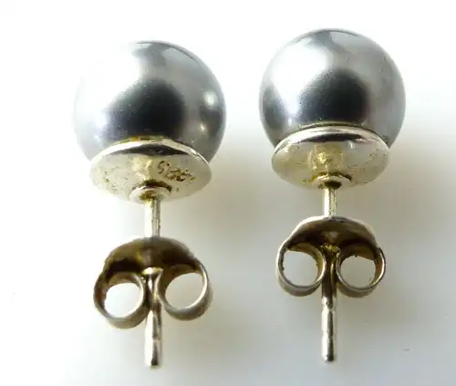 #e2151 Perlen Ohrstecker und dazu passende Kette mit Perle in 925er Silber