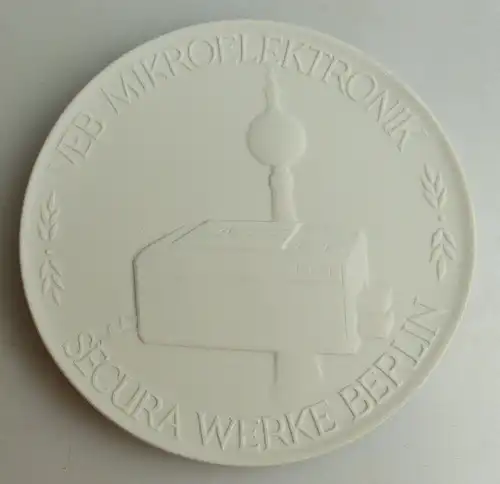 Meissen Medaille im Etui: VEB Mikroelektronik Secura Werke Berlin, un045