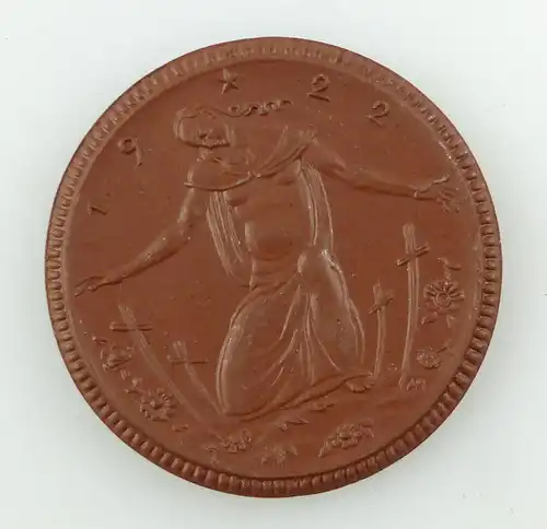 #e7315 Meissen Porzellan Medaille braun: 1922 Krieger-Gedächtnis-Kirche