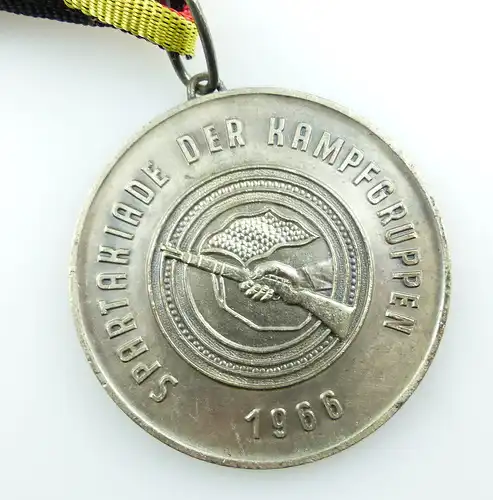 #e4070 DDR Medaille Spartakiade der Kampfgruppen 1966 silberfarben