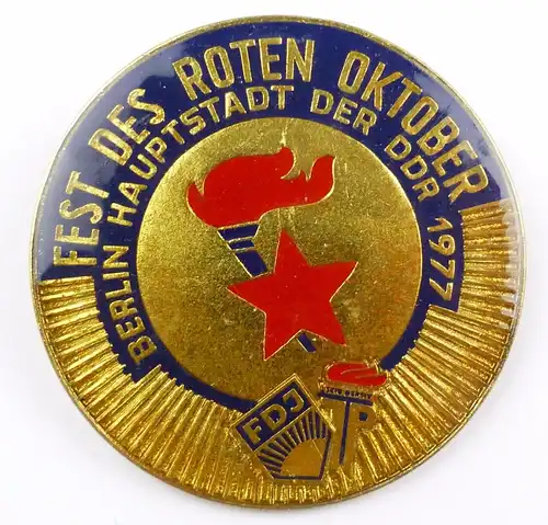 #e5840 DDR Anstecknadel / Abzeichen Fest des Roten Oktober Berlin 1977 FDJ