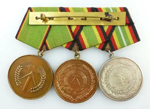 #e3207 3er Ordensspange für treue Dienste in der NVA, Silber, Bronze, KVP