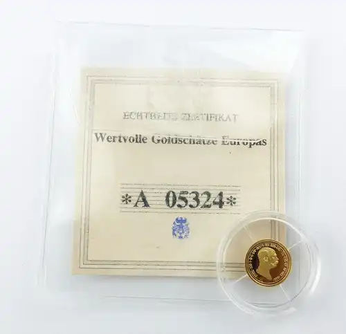 #e7256 Münze Wertvolle Goldschätze Europas 100 Kronen Franz J 585 Gold *A 05324*