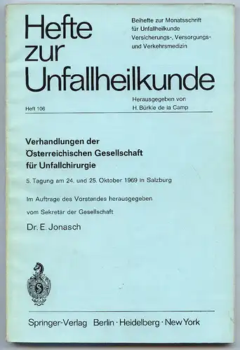 Hefte zur Unfallheilkunde Nr. 106 Springer Verlag 1970 Buch0171