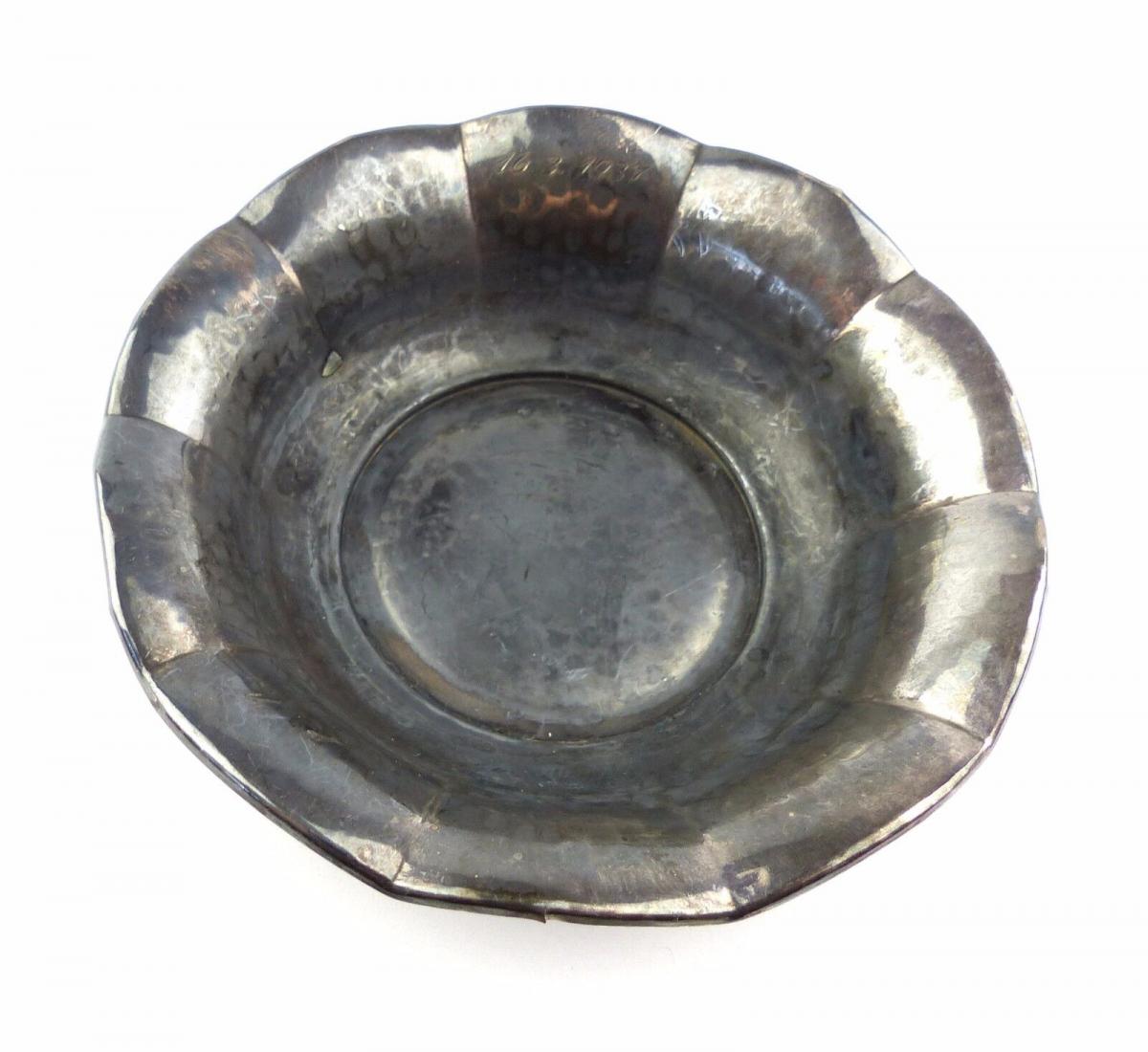 #e7247 Kleine dekorative Schale aus 835 Silber mit Gravur 16.3.1937