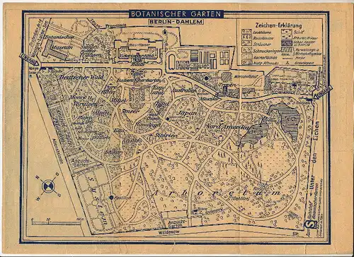 Plan vom Botanischen Garten, Berlin Dahlem