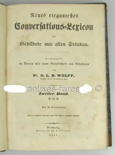 Neues elegantestes Conversations-Lexikon für Gebildete a.a. Ständen 1843 2.Band