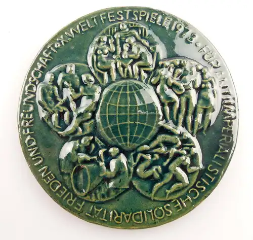 Medaille: X. Weltfestspiele - überreicht durch FDJ - Stadtleitung Leipzig e1241