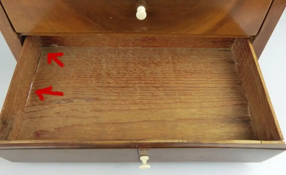 original alter Biedermeier Modell Schrank mit 3 Schubladen Miniatur so067 4