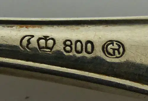 alter Löffel in 800 Ag Silber Halbmond und Krone Deutschland norb741