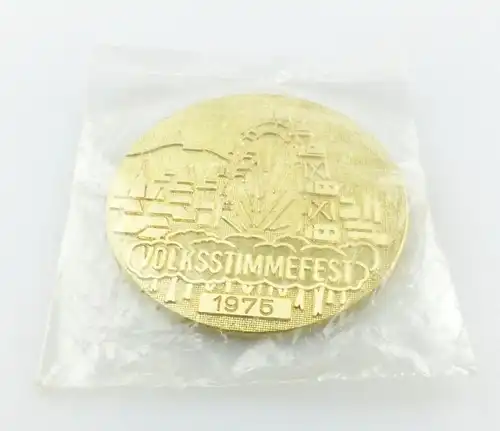 #e5340 DDR Medaille: Volksstimme - Fest 1975 goldfarben OVP