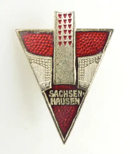 #e1968 KZ Gedenkstätte Sachsenhausen Abzeichen emailliert silberfarben