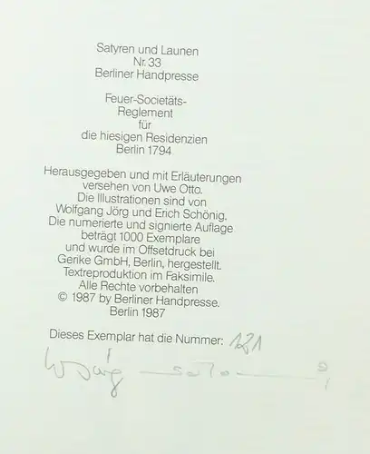 #e5742 Feuer-Societäts-Reglement für die hiesigen Residenzien Nr. 33 Berlin 1794