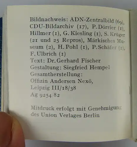 Minibuch: Otto Nuschke Ein Leben für die Interessen des Volkes 1983 Buch1505