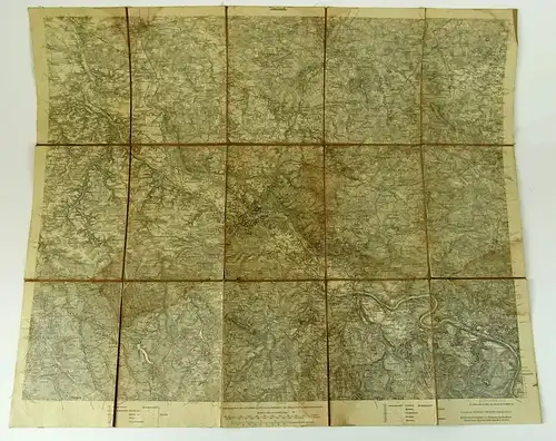 Garnisonumgebungs-Karte Dresden 1914 Umdruck auf Leinen Buch0439