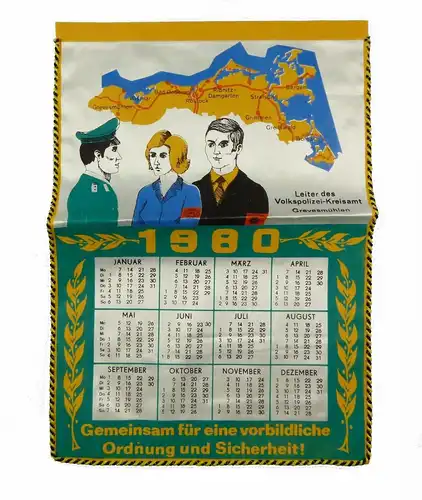 #e7138 Original Kalender von 1980 Leiter des Volkspolizei-Kreisamt Grevesmühlen