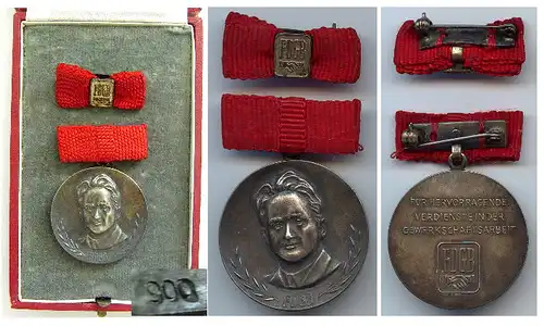 FDGB Fritz Heckert Medaille in Silber 900 gestempelt 4a
