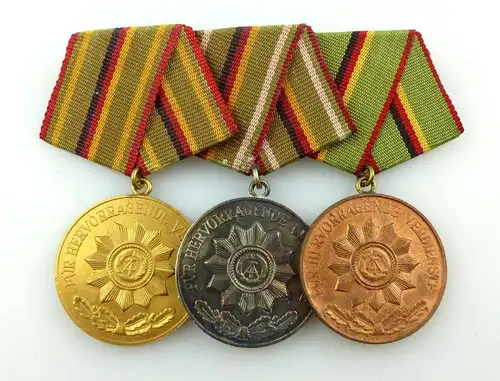 #e3419 DDR Ordenspange Verdienstmedaille der MdI Organe in Gold, Silber, Bronze
