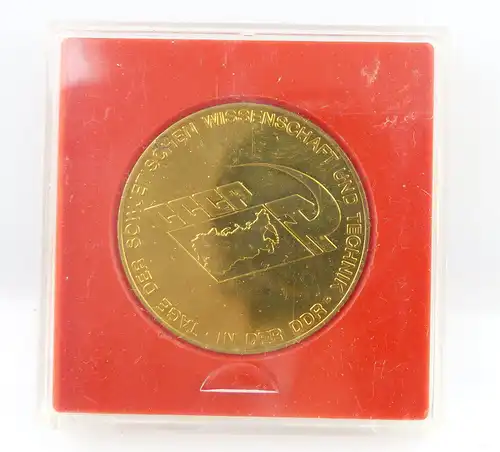 Medaille: goldfarben CCCP Tag der sowjetischen Wissenschaft, Technik DDR e1482