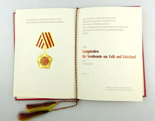 #e3407 Urkunde für Kampforden um Volk und Vaterland Verteidigungsrat der DDR