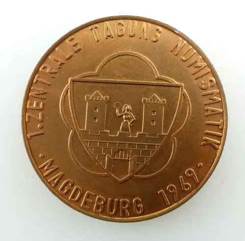 Medaille: bronzefarben DKB DDR 1.zentrale Tagung Numismatik Magdeburg 1969 e1479