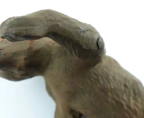 E9377 Antikspielzeug Tier Masse Figur Lineol wohl 50er Jahre Bär Braunbär