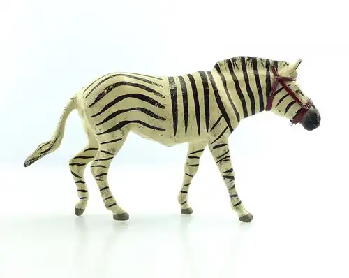 e9403 Altes Lineol Zebra wohl 50er Jahre mit Zaumzeug Lineol Tier Figur