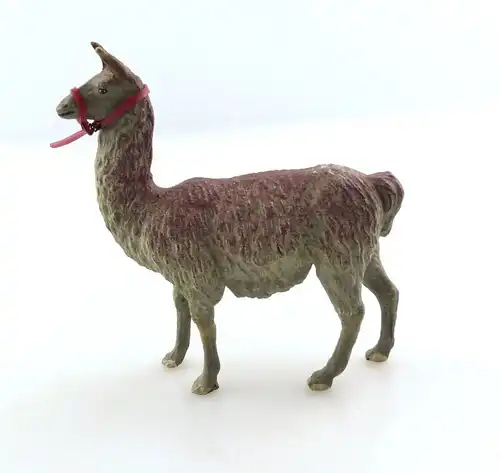 E9396 Antikspielzeug Tier Masse Figur wohl Lineol 50er Jahre Lama mit Zaumzeug