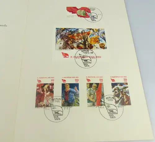 Gedenkblatt: X. Parteitag Alles zum Wohle des Volkes + Briefmarken 1981 g, so176