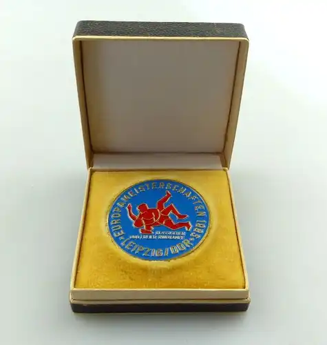 E9520 Seltene Medaille Europameisterschaften 1985 Leipzig DDR Ringkampf gold