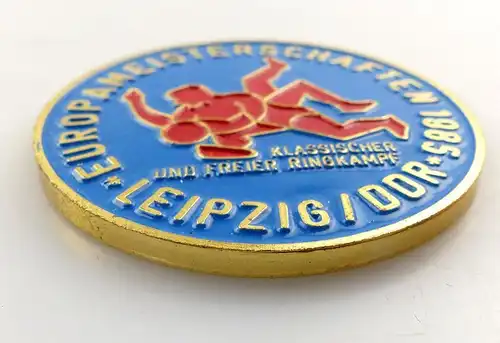 E9520 Seltene Medaille Europameisterschaften 1985 Leipzig DDR Ringkampf gold