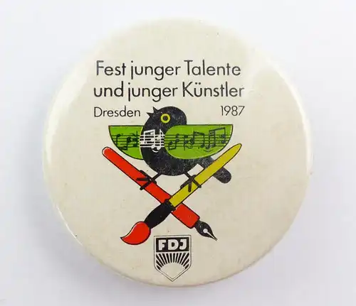 e9488 Anstecknadel Fest junger Talente und junger Künstler Dresden 1987 FDJ