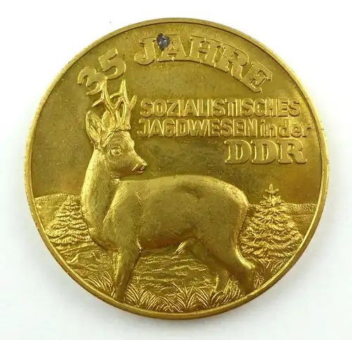 E9486 DDR Medaille 35 Jahre sozialistisches Jagdwesen in der DDR goldfarben