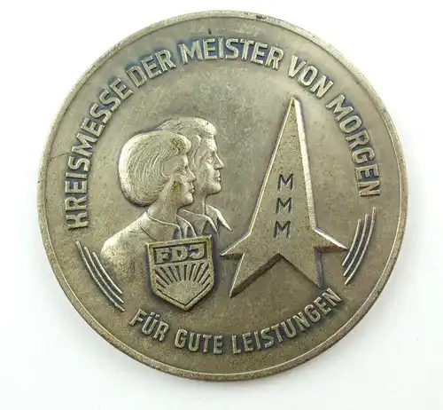 E9485 DDR Medaille Kreismesse der Meister von Morgen MMM FDJ für gute Leistungen