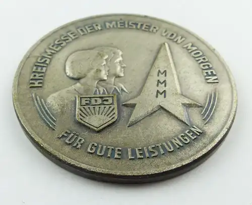 E9485 DDR Medaille Kreismesse der Meister von Morgen MMM FDJ für gute Leistungen