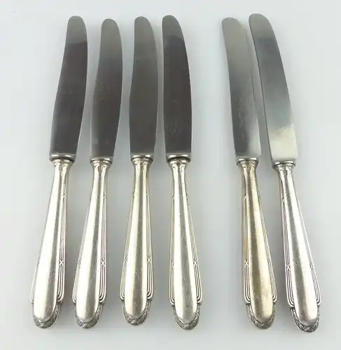 6 original alte WMF Dessermesser mit Kreuzband in 90er Silberauflage e563