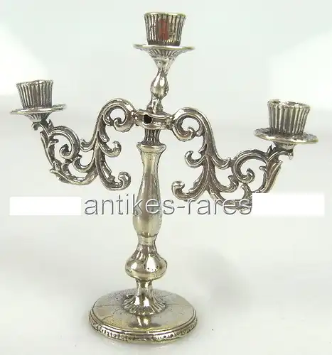 Alter 3 flammiger Puppenstuben-Kerzenleuchter in 925 (Ag) Silber