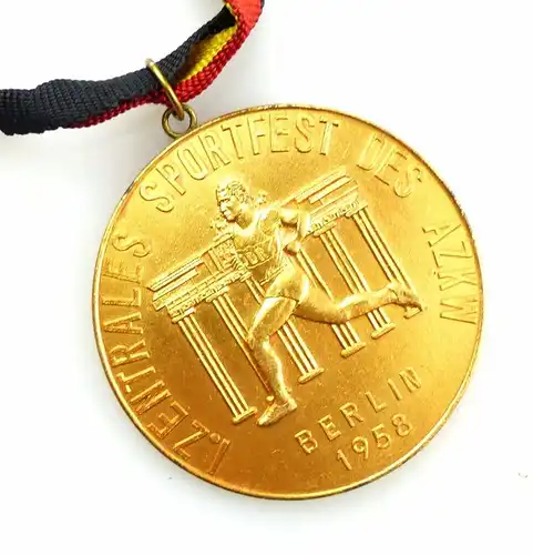 #e5803 DDR Medaille Berlin 1958 I. Zentrales Sportfest des AZKW Zoll / Dynamo